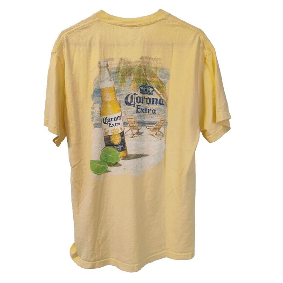Corona Extra Beach Scene Tee Shirt Yellow, Size Large, Made In Canada. - Picture 2 of 8